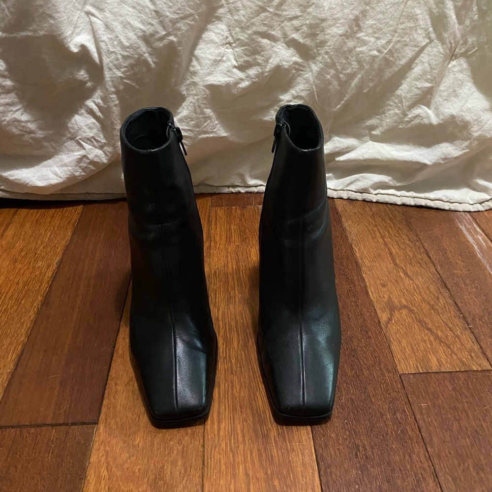 Mango Square Toe Black Ankle Boots